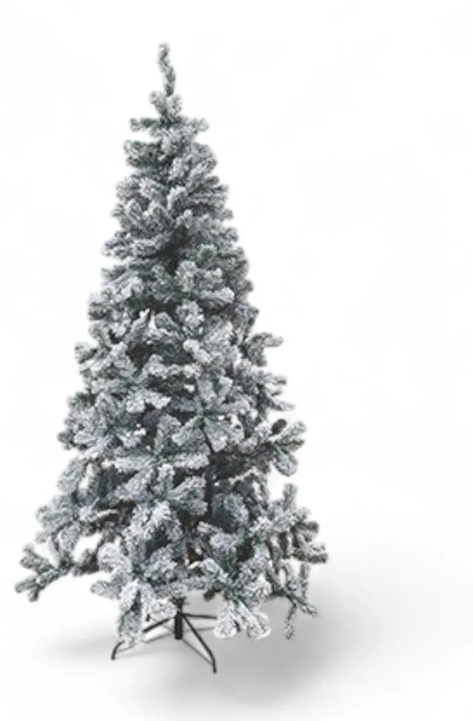 Sapin de Noël Lumineux 210 cm Prêt à Décorer avec Effet Neige Réel
