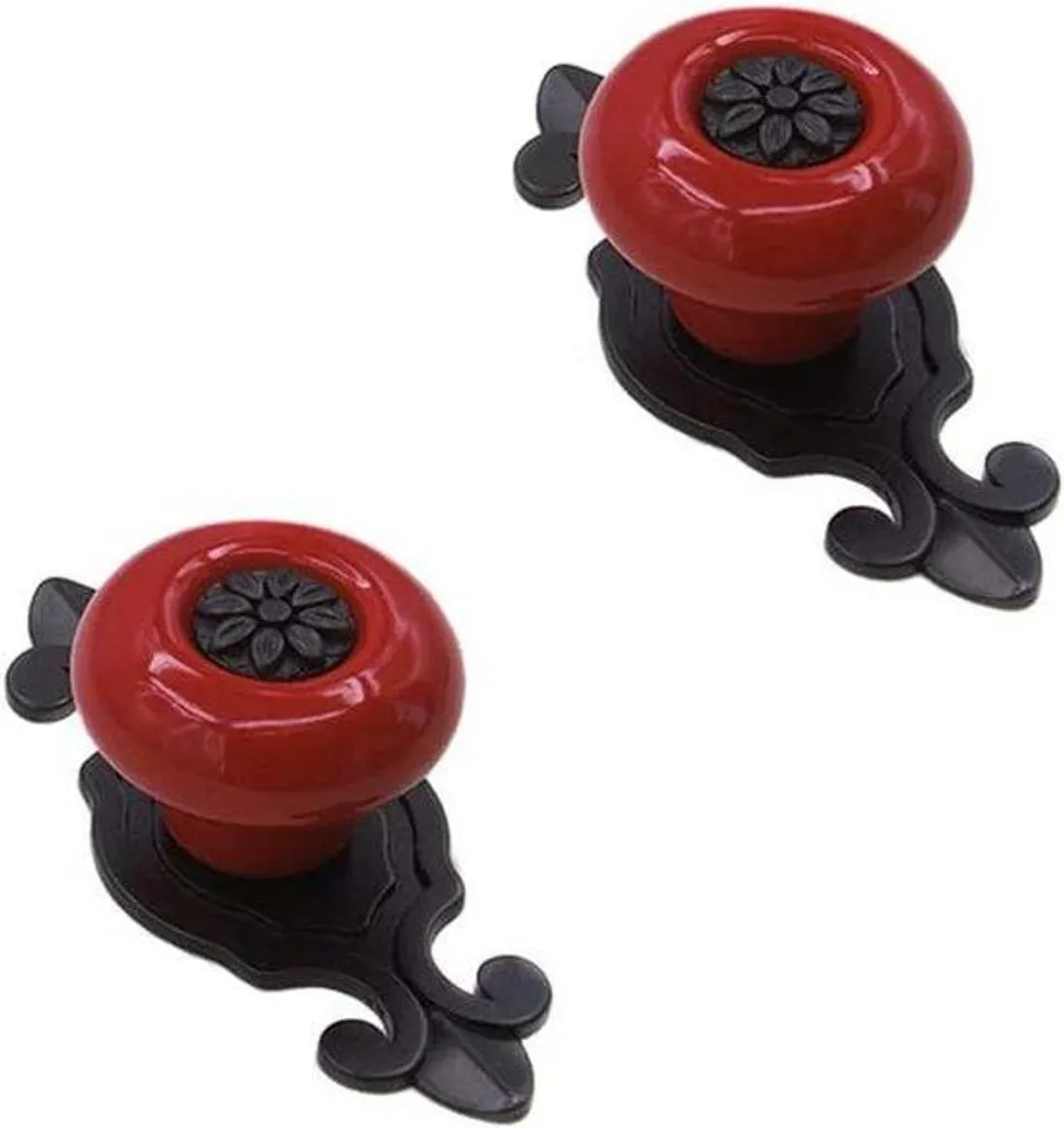 Poignées de meuble en céramique style ancien - Lot de 4 boutons ronds