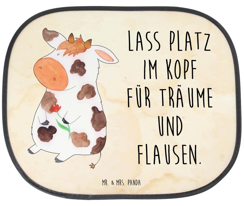 Mr. & Mrs. Panda Auto Sonnenschutz Kuh - Vintage - Geschenk, saugnapf, Sonnenblende, Bauernhof, Autoscheibe, Milch, Kühe, Magie, Spruch, kfz