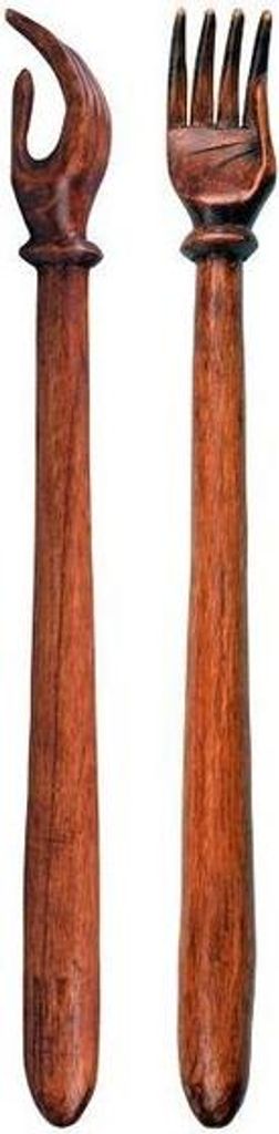 Two wooden back scratchers displayed side-by-side against a white background.