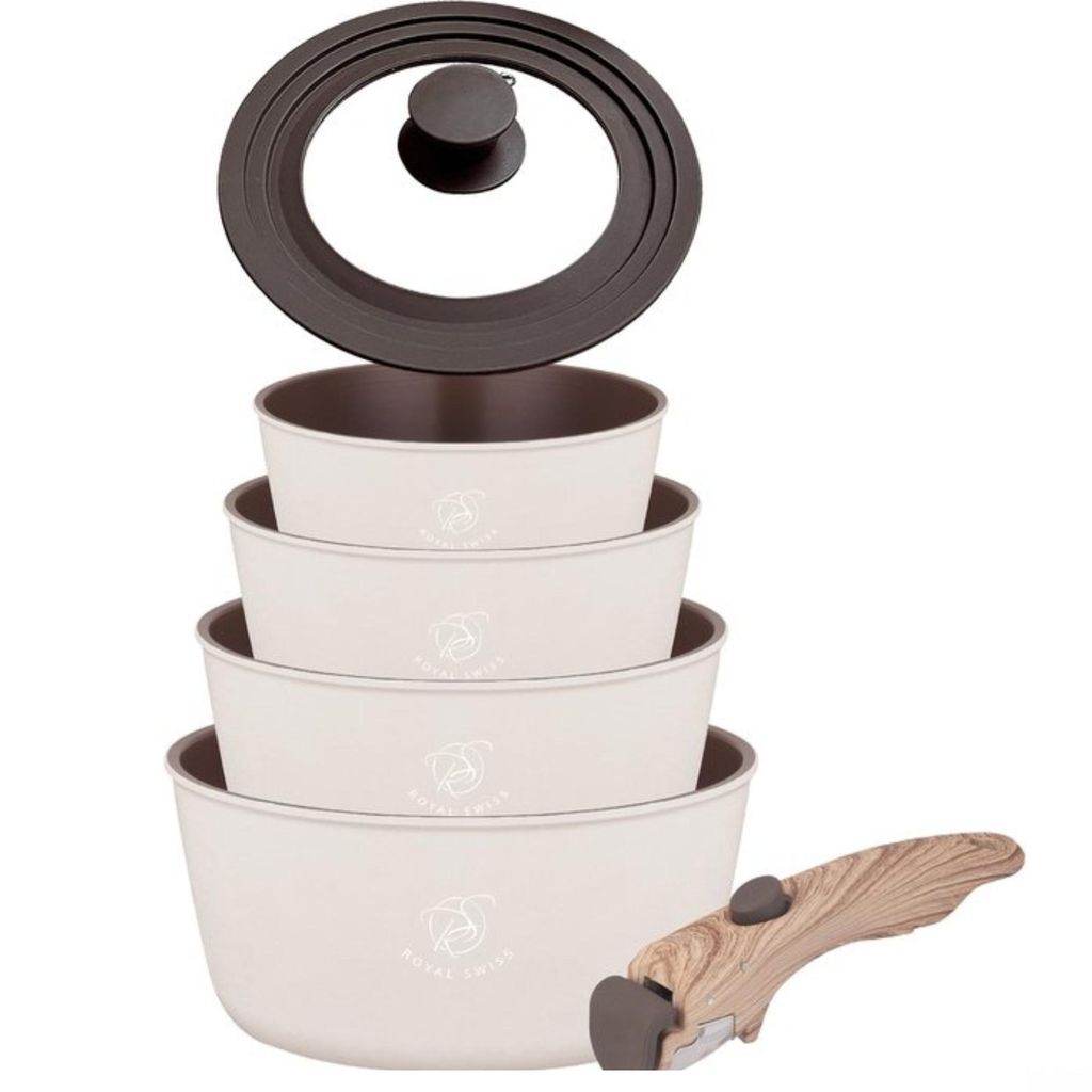 Batterie de cuisine 6 pièces avec poignées amovibles, en Image du produit 