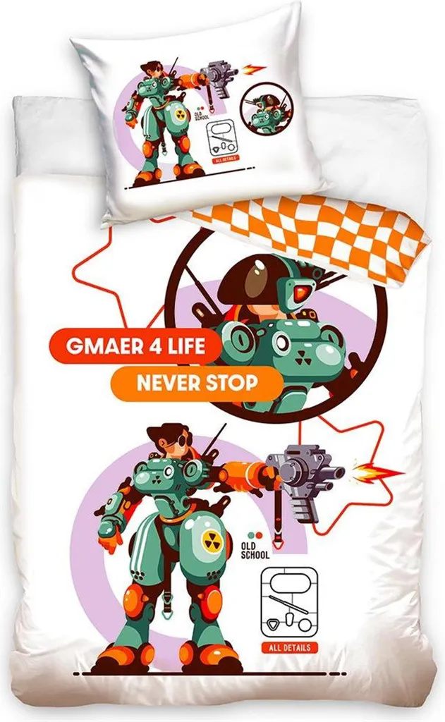 Housse de couette gamer 140x200 cm pour chambre d'enfant Jeu sans fin