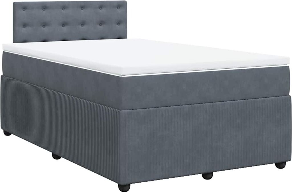 vidaXL Boxspringbett mit Matratze Dunkelgrau 120x190 cm Samt