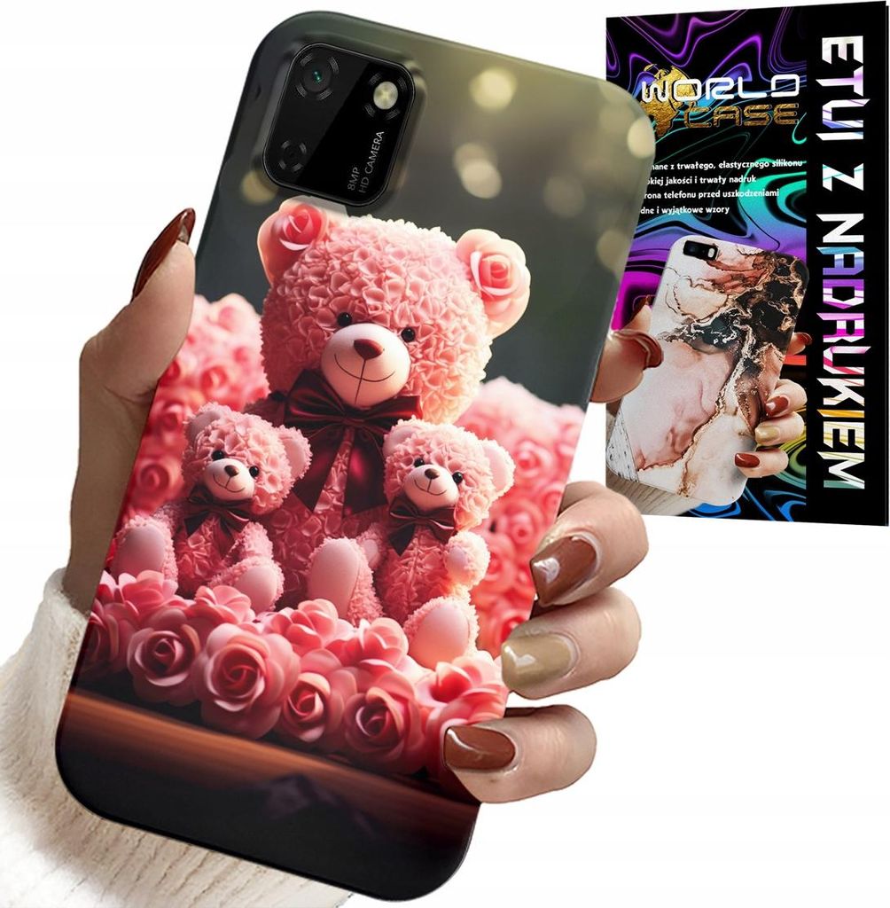 Fall Für Huawei Y5P - Rosa Teddybär Familie Geschenk + Folie