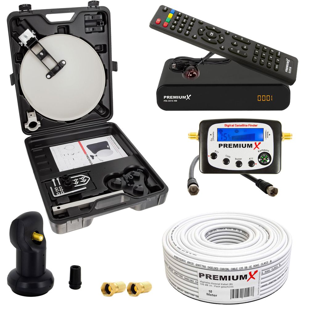 PremiumX Camping SAT Anlage Receiver Sat-Finder LNB 10m Produktbild 