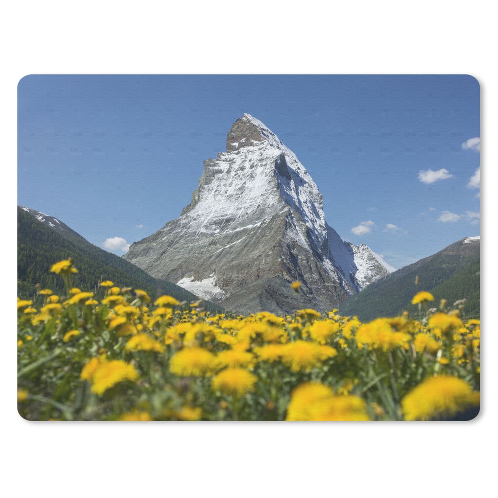 MuchoWow Mauspad Mousepad Das Matterhorn in der Schweiz über einer Löwenzahnwiese 40x30 cm - Mousepads - Maus Mat - Pad - Mausunterlage - Anti ...