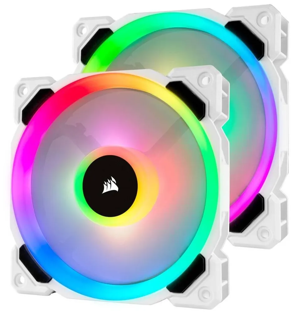 Ventilateur de Boîtier Corsair LL120 RGB Blanc Pack Duo 120 mm Silencieux