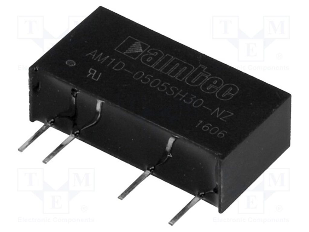 1x Wandler: DC/DC 5VDC 1W SIP7 IAusg: 200mA UEing: 4,5÷5,5V 2,3g AM1D-0505SH30-NZ DC