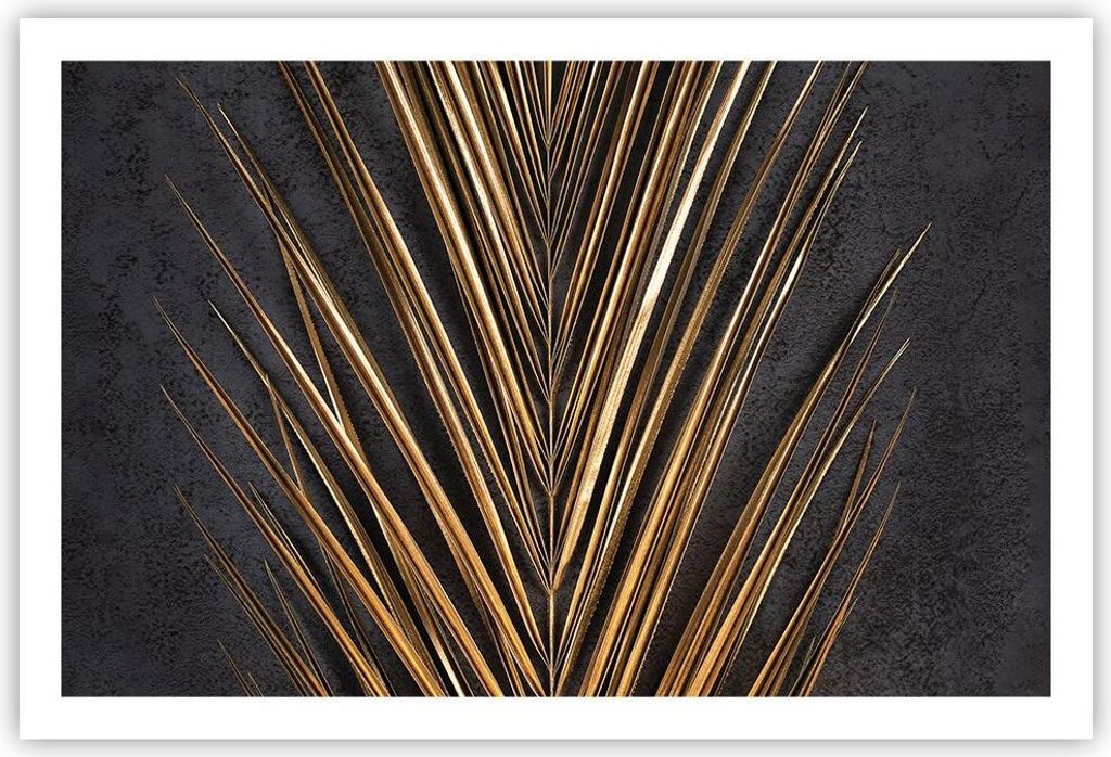 Poster - Poster ohne Rahmen - Blatt golden schwarz - Produktbild 