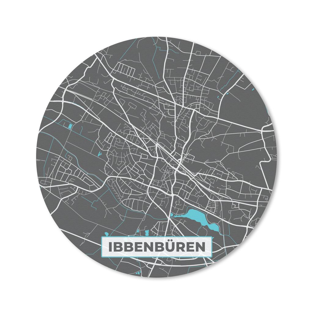 MuchoWow Mauspad Mousepad Stadtplan - Karte - Deutschland - Blau - Ibbenbüren - Karte 20x20 cm - Mousepads - Maus Mat - Pad - Mausunterlage - Sc...