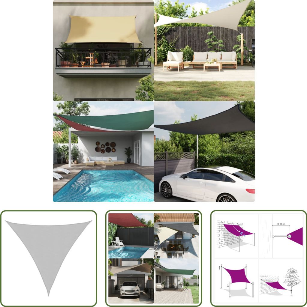 The Living Store Sonnensegel Hellgrau 6x6x6 m 100% Polyester Oxford