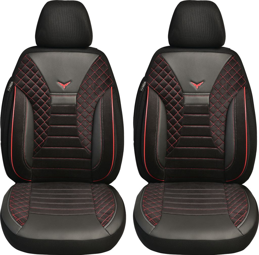 Schonbezüge Sitzbezüge für Suzuki Ignis 3 Bj ab 2016 in Schwarz/Rote Naht PS802