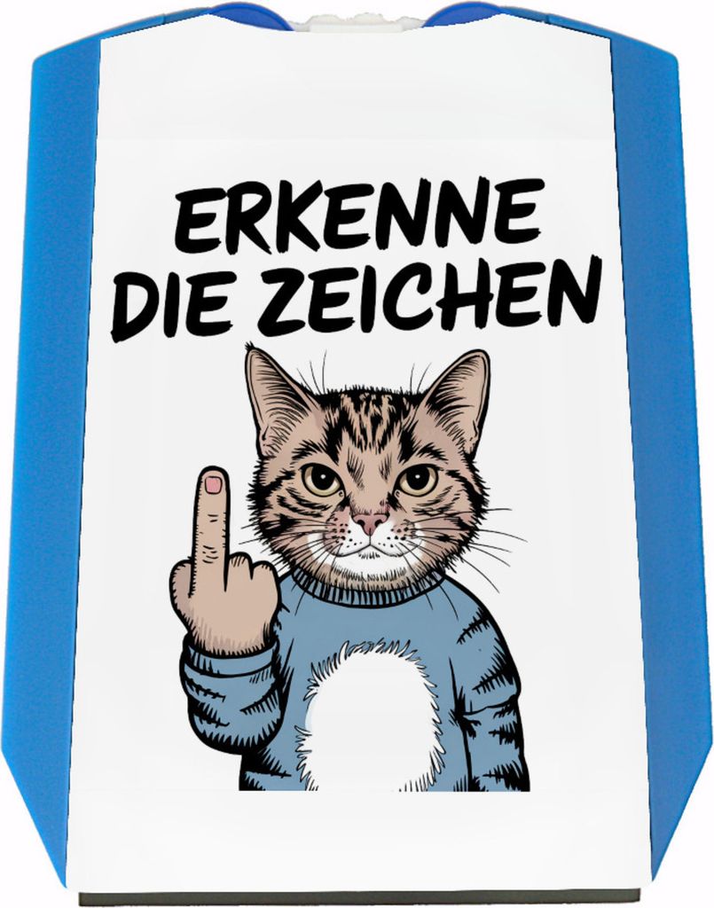 Katze mit Mittelfinger Zeichen Parkscheibe