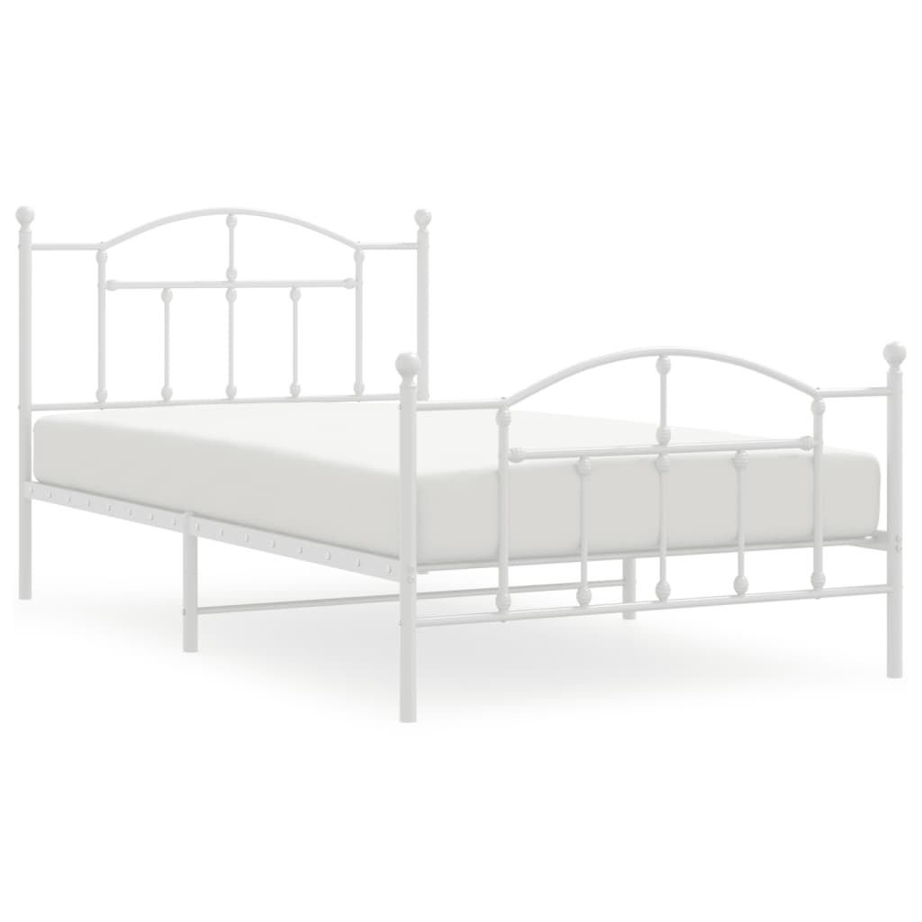 "SALE 2026" Bettgestell Einzelbett - Gästezimmer - mit Kopf- und Fußteil Metall Weiß 107x203 cm - Polsterbett Klassische Betten DE3681813