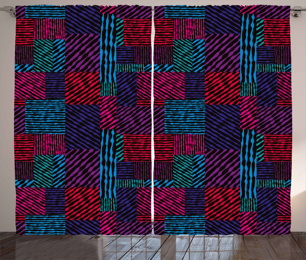 ABAKUHAUS Abstrakt Rustikaler Vorhang, Trippy Moderne Wellig, Wohnzimmer Universalband Gardinen mit Schlaufen und Haken, 280 x 175 cm, Mehrfarbig
