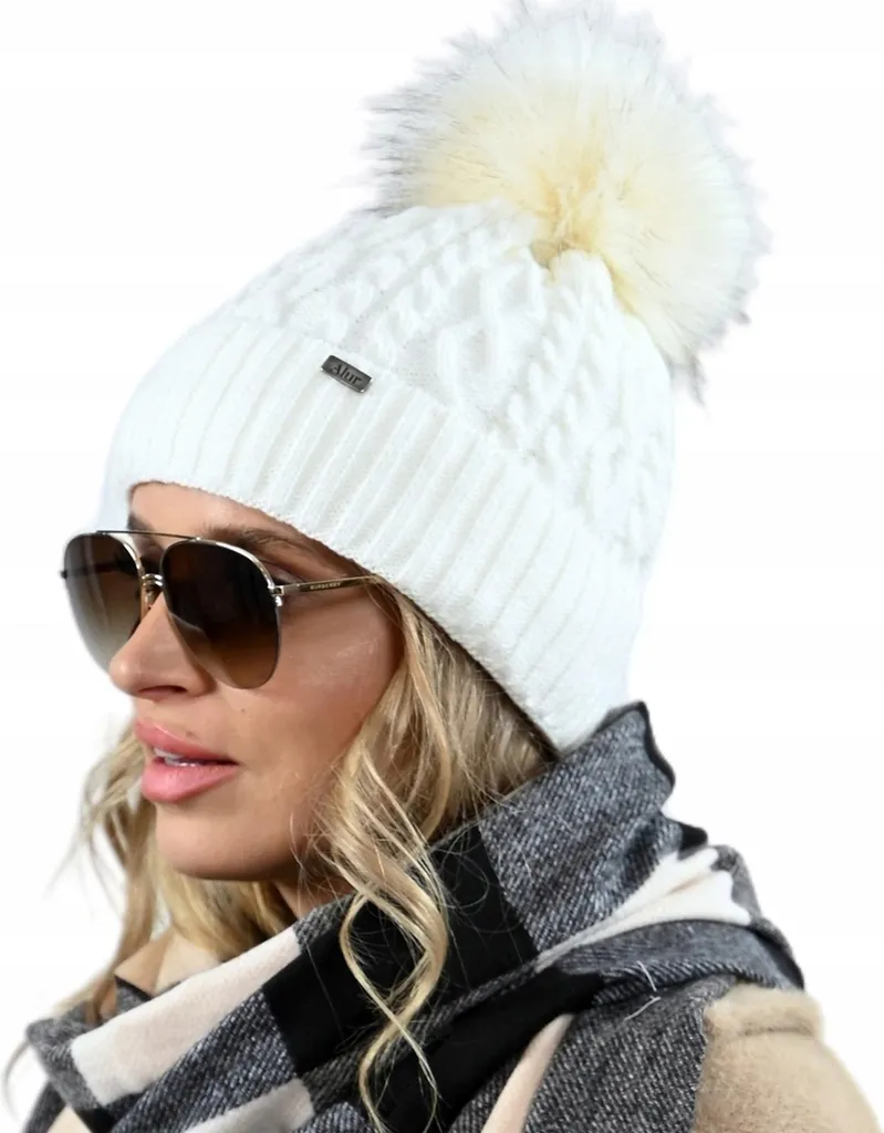 Berretto Termico Donna Pile PL-ECRU - Protezione Inverno Pompon