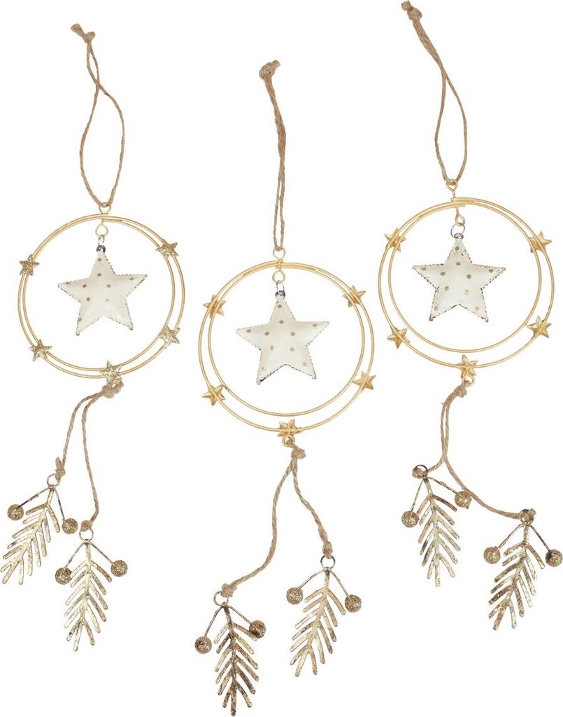 Hängedeko Weihnachten Christbaumschmuck Stern 38cm 3 Stk gold Vintage, 3 Stück