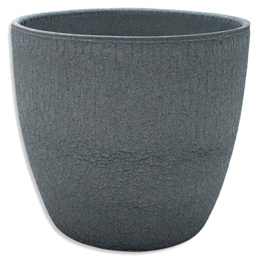 Blumen-Topf rund Keramik Übertopf Ø 11 x 9,5cm grau - Kroko