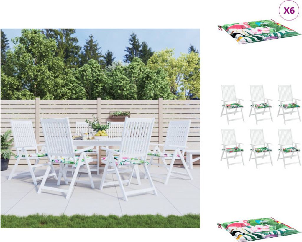 vidaXL Gartenstuhl-Kissen 6 Stk. Mehrfarbig 40x40x3 cm Stoff - Sitzpolster