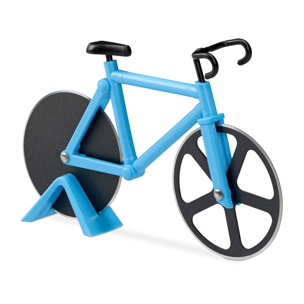 relaxdays 1 x Fahrrad Pizzaschneider blau