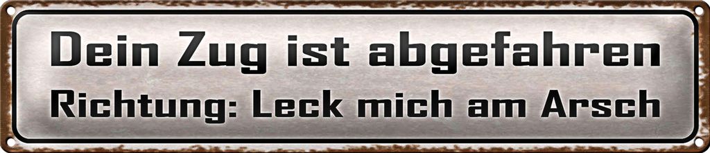 Blechschild Spruch 46x10cm dein Zug ist abgefahren Richtung Dekoration