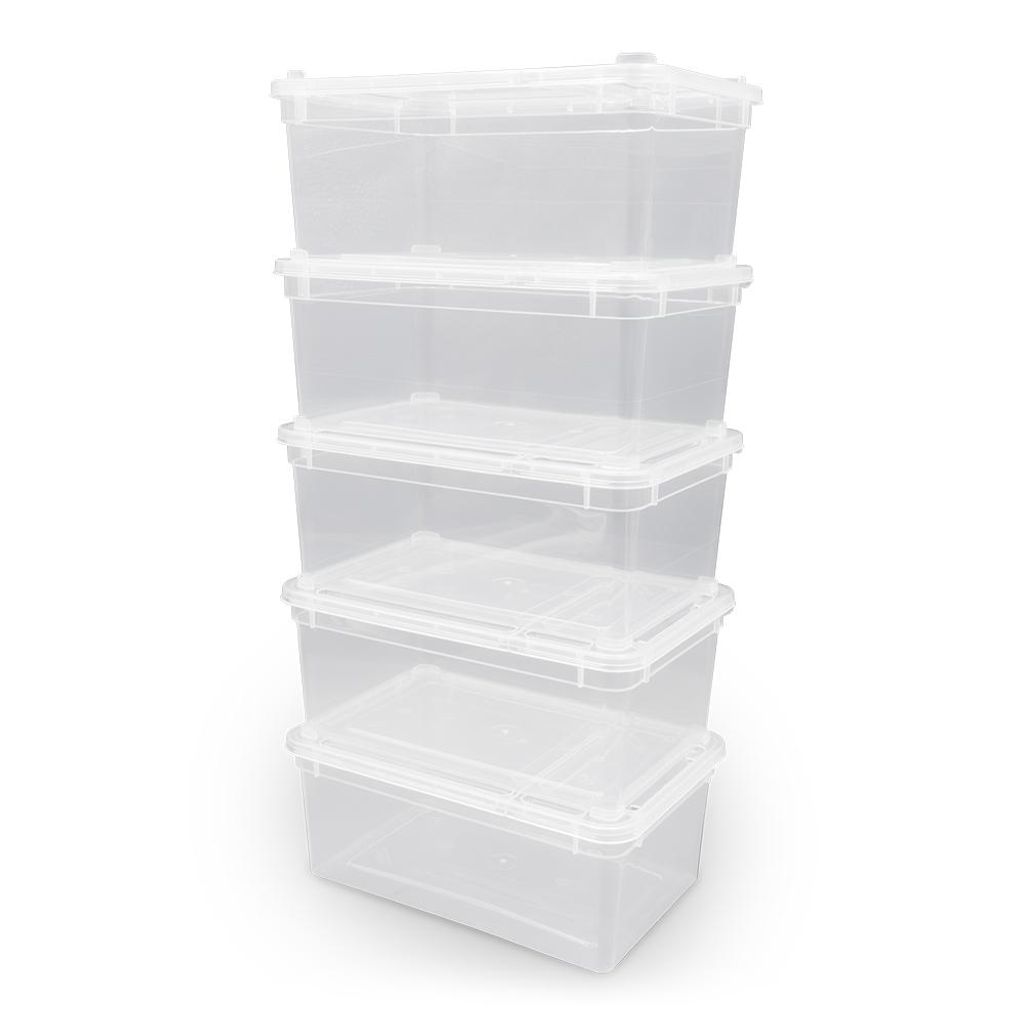5x Aufbewahrungsbox mit Deckel 1,3 Liter transparent 18,5 x 12,5 x 7,5 cm – stapelbarer Organizer für Küche, Bad, Büro, Haushalt & Vorrat