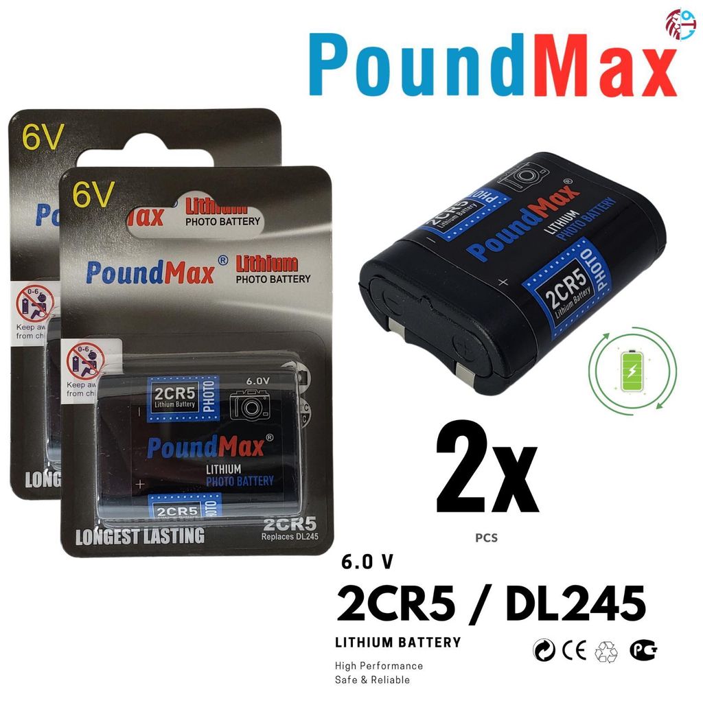 2x PoundMax 2CR5 6V Lithium Batterien Fotobatterie hohe Produktbild 