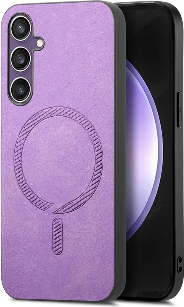Custodia MagSafe per Samsung Galaxy S24 FE - Cover posteriore Phonesta Retro Vegan Leather - Viola - 1