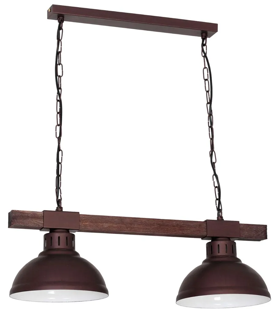 Suspension bois brun HAKON 2 points lumineux pour table à manger