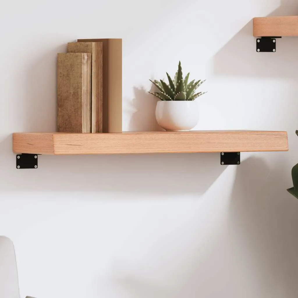 The Living Store Mensola a muro marrone chiaro 60x20x6 cm in legno massiccio trattato con rovere - 7