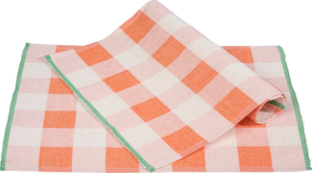 Pichler gewebtes Karo kariert Tischset 6er Set 50 x 35 cm FERDI Rechteck orange , schmal gesäumt