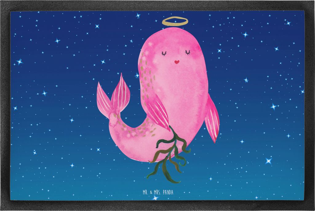 Mr. & Mrs. Panda fußmatte Sternzeichen Jungfrau 40 x 60 cm - Sternenhimmel Blau - Geschenk, Sauberlaufmatte, Fußabtreter, Geburtstag September, S...