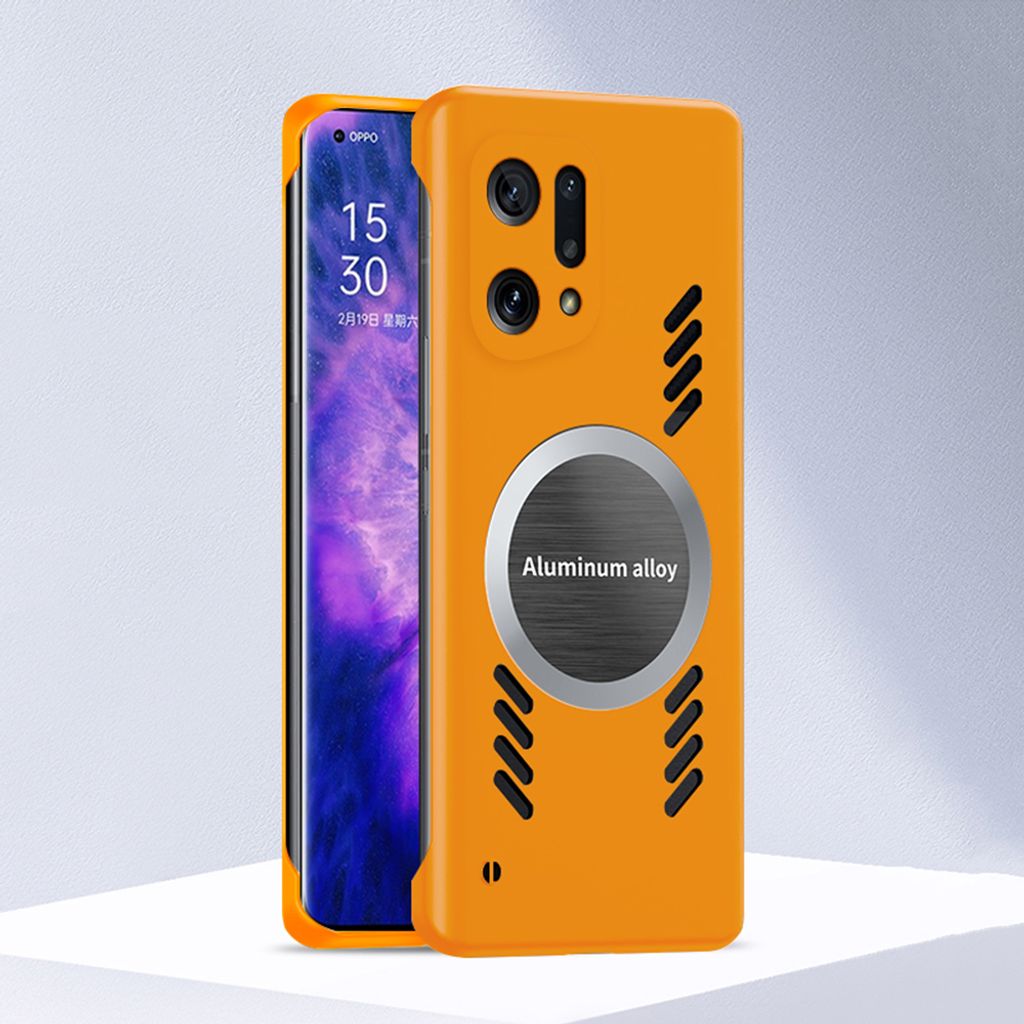 Oppo Find X5 Hülle, Frameless PC Matt Kühlabdeckung Loch Wärmeableitung Schutzhülle für Oppo Find X5 Orange