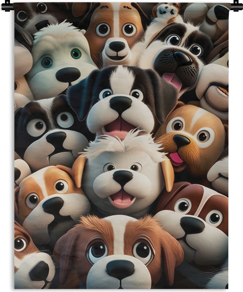 MuchoWow Wandteppich Wandbehang Hund - Tiere - Muster - Braun - Mädchen - Jungen 60x80 cm Tapisserie Dekoration Wandtuch - Decke - Wandtücher -...