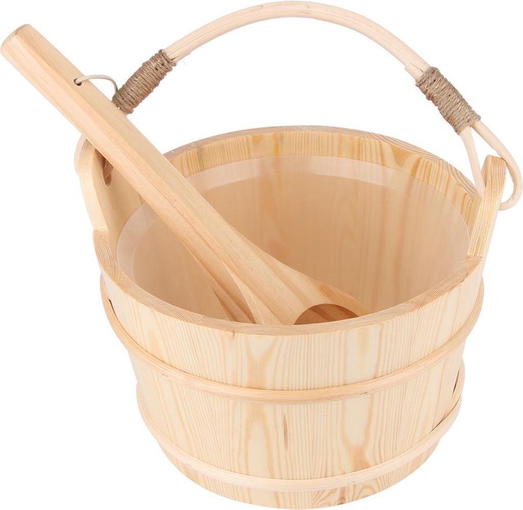6-Liter-Holzsaunaeimer mit Schöpfkelle – Saunazubehör für Dampfbad
