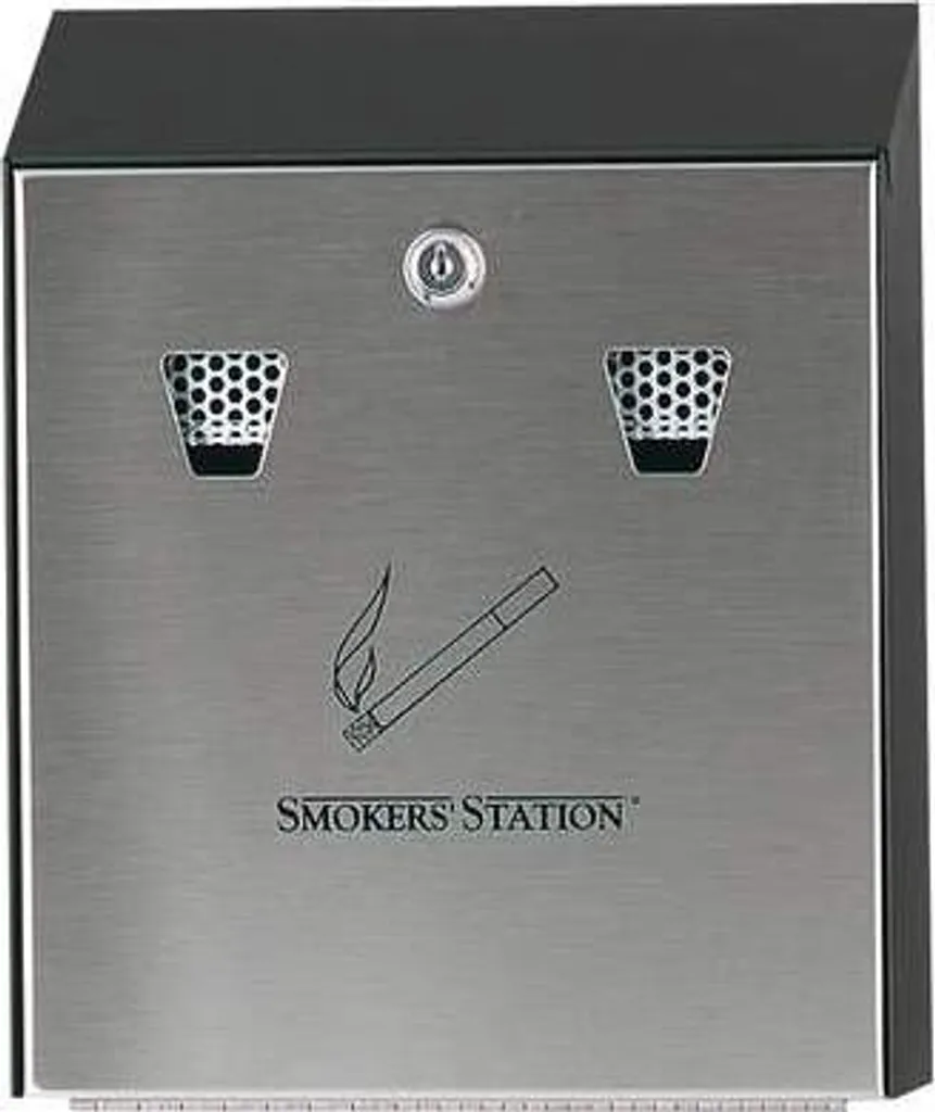 Aménagement espace fumeur entreprise - Cendrier Rubbermaid gris noir