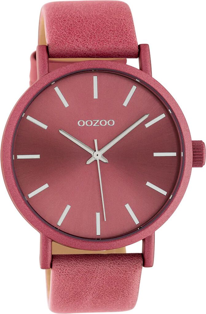 Oozoo Armbanduhr rot pink Leder Timepieces Damen Analog-Quarzuhr UOC10449