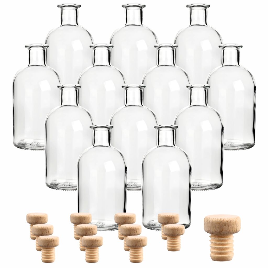 gouveo 12er Set Glasflaschen 250 ml Apotheker mit Produktbild 