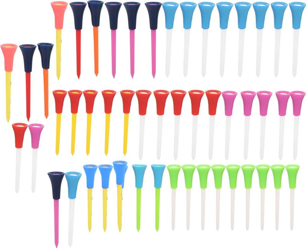 50pcs 83 mm farbenfrohes weiches Silikon Langlebiger Kunststoff Doppelschichtumgebungsschutz Nicht giftiger Golf -Tee