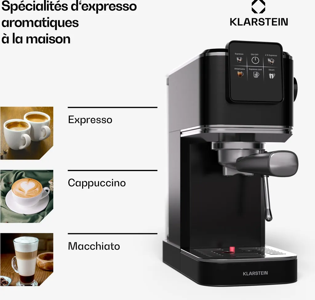 Machine expresso 20 bars compacte Klarstein avec écran tactile et buse - 4