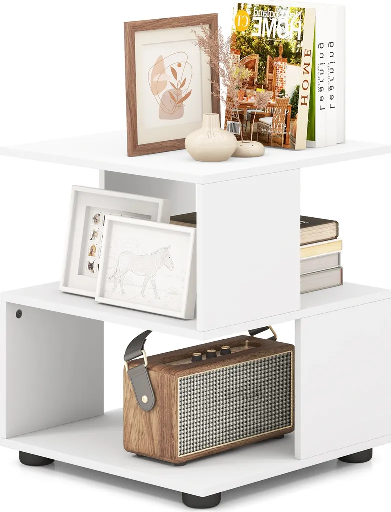 Table d'appoint gain de place pour salon et chambre - Rangement 3 niveaux