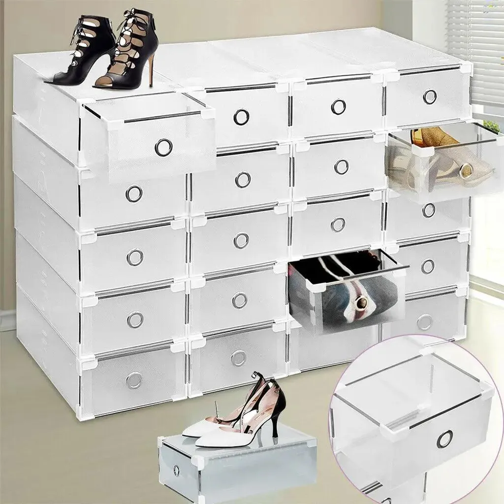 Lot de 20 boîtes à chaussures empilables transparentes multifonctions - 3