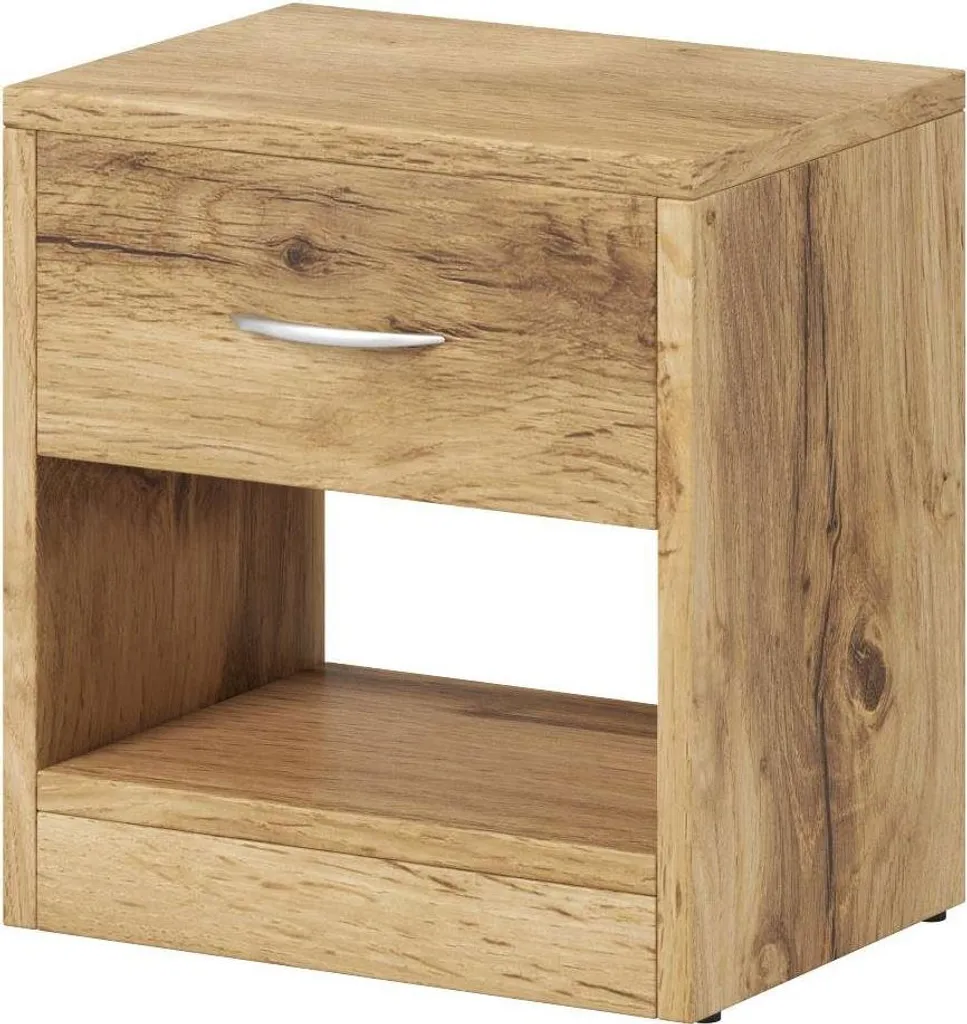 Petit meuble de chevet Naka décor chêne wotan pour chambre à coucher