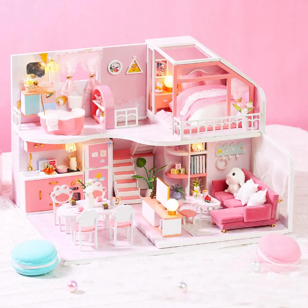 Kit construction maison de poupée miniature DIY - Modèle Villa Rêve 3D