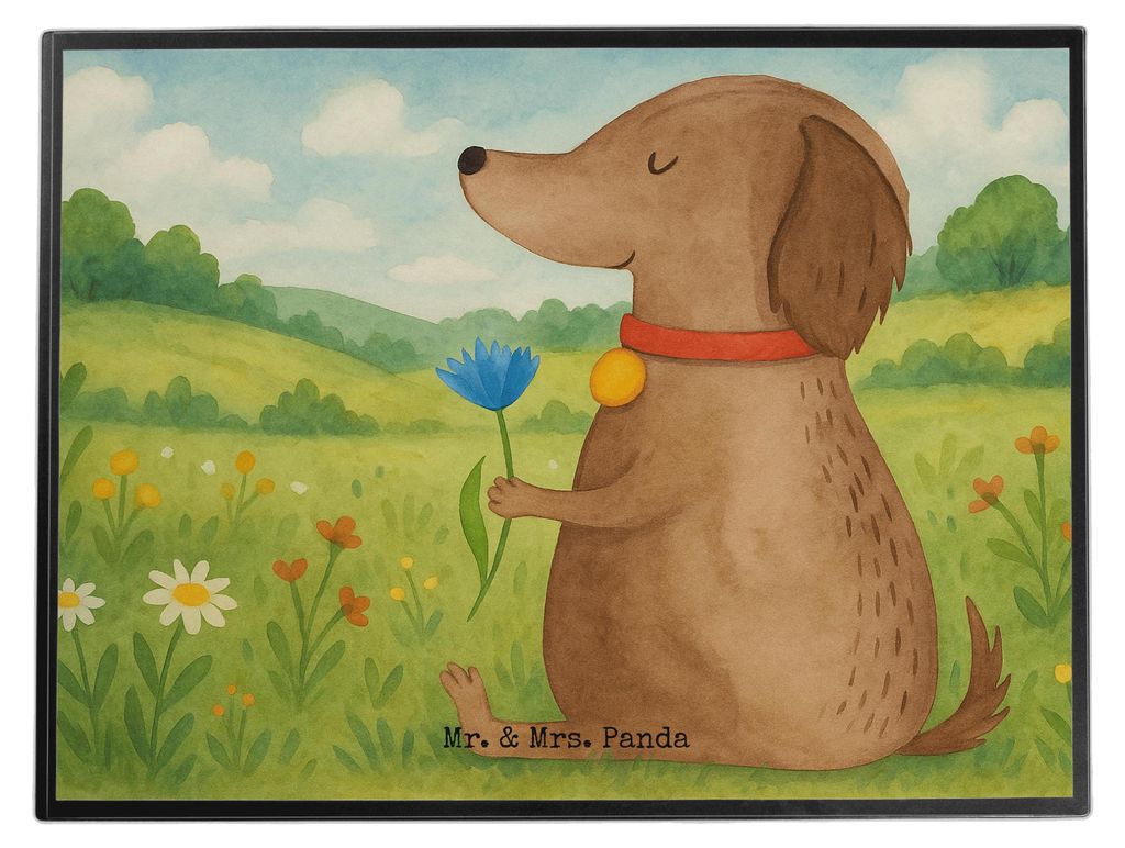 Mr. & Mrs. Panda schreibtischunterlage Hund Blume Design - Weiß - Geschenk, Hunde, schreibtischunterlagen, Schreibunterlage, tischschutz, Süß, V...