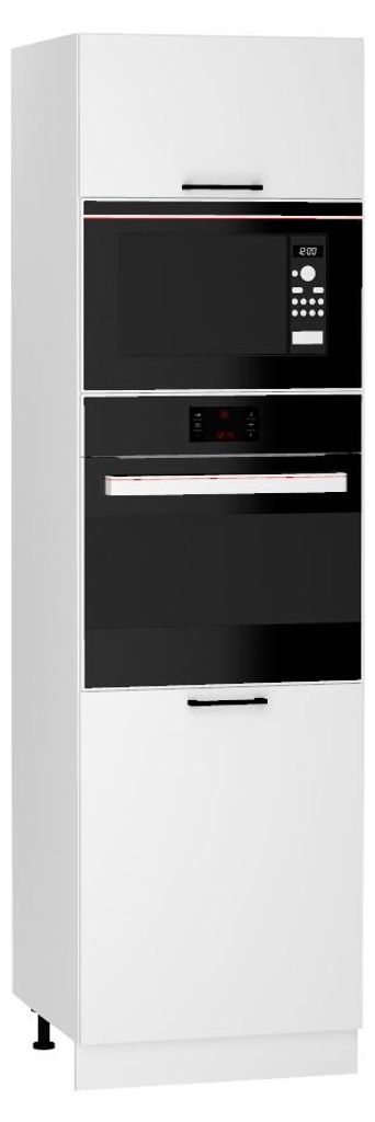 Küche Hochschrank - 60 x 213,3 cm - Weiß glänzend - Unterschrank für Backofen und Mikrowelle - Höhenverstellbar