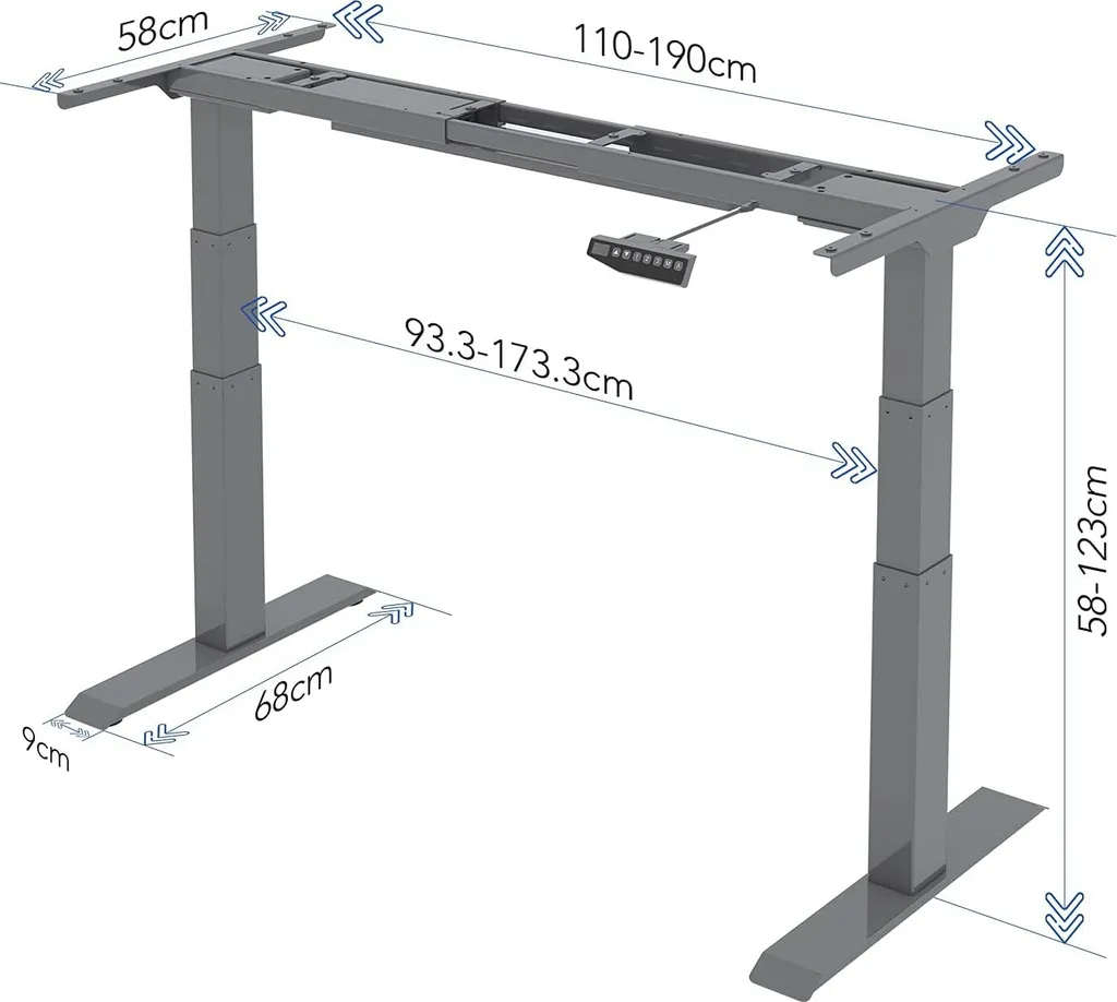 Bureau électrique E6S-EU2 argenté double moteur et châssis télescopique - 4