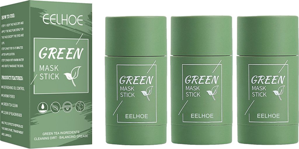 3X Green Mask Stick, grüner tee purifying clay stick, Produktbild 2