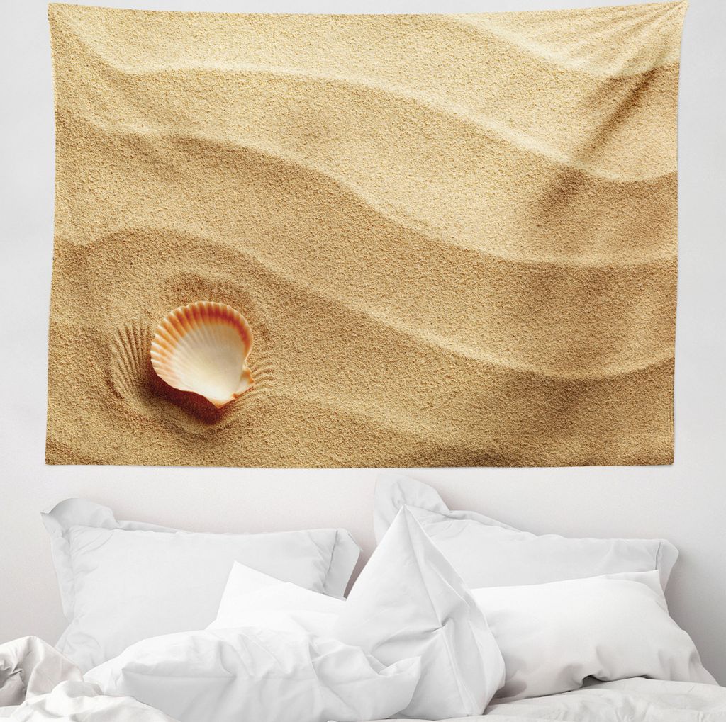 ABAKUHAUS Tier Wandteppich, Muscheln Yellow Sand aus Weiches Mikrofaser Stoff Waschbar ohne Verblassen Digitaldruck, 150 x 110 cm, Sand Brown