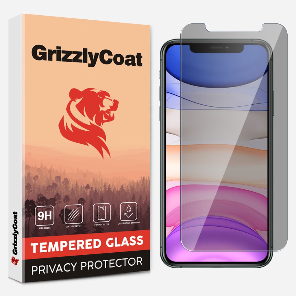 GrizzlyCoat Easy Fit AntiSpy iPhone X Panzerglas Gehärtetes Glas Displayschutz Privacy - Hüllenfreundlich + Applikator